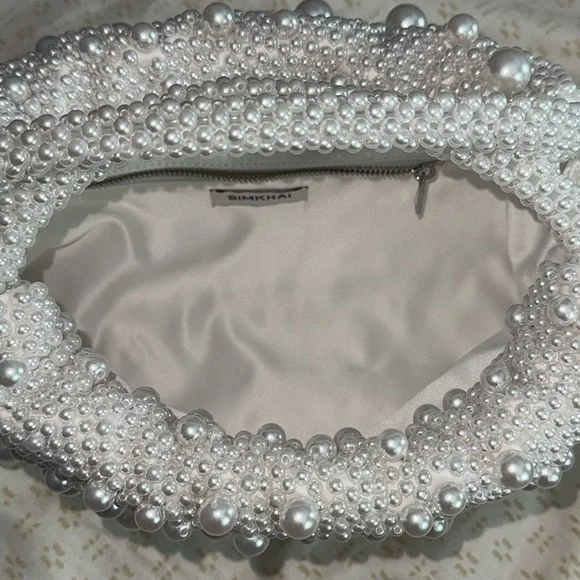 SIMKHAI Ellerie Imitation Pearl Embellished Mini Hobo Bag - Picture 10 of 12